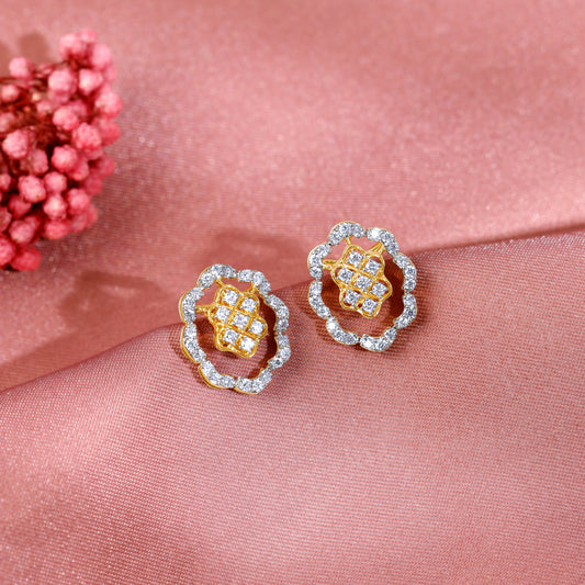 Gold Magna Floral Lab Grown Diamond Earrings