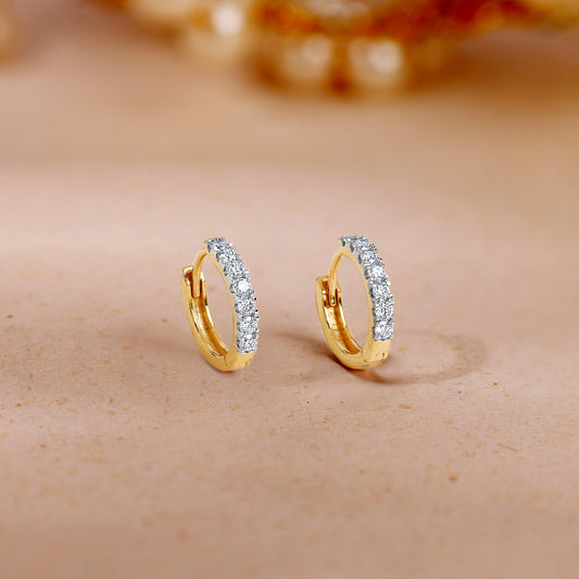 Gold Half Eternity Lab Grown Diamond Hoop Earrings