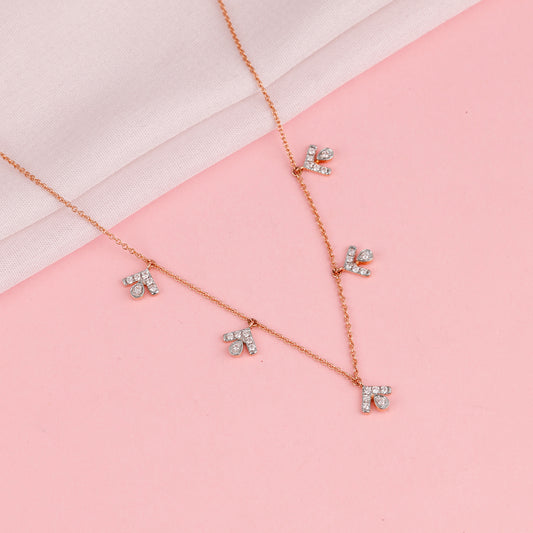 Rose Gold Leafy Charm Lab Grown Diamond Necklace