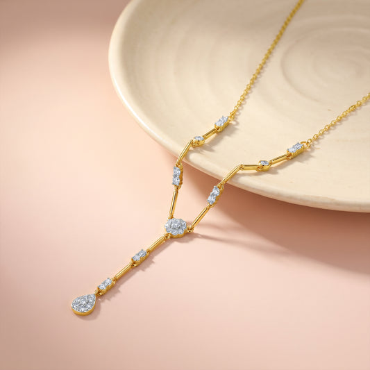Gold Teardrop Trellis Lab Grown Diamond Necklace