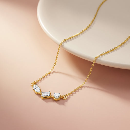 Gold Trilogy Cuts Lab Grown Diamond Necklace