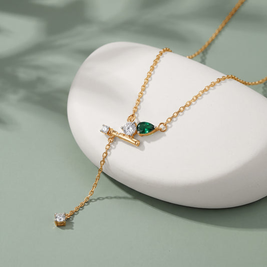 Gold Ras Bihari Lab Grown Diamond Lariat Necklace