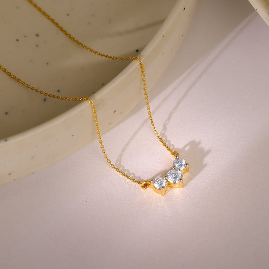 Gold Trilove Solitaire Diamond Necklace