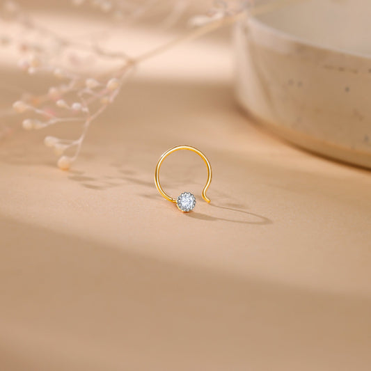 Gold Orbit Glow Diamond Nose Pin