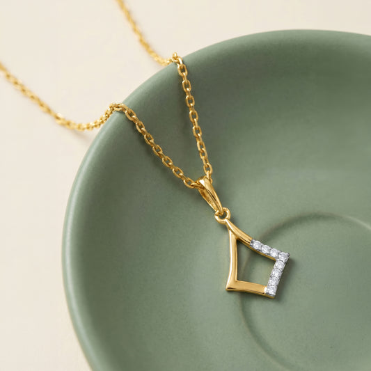 Gold Angular Grace Lab Grown Diamond Pendant