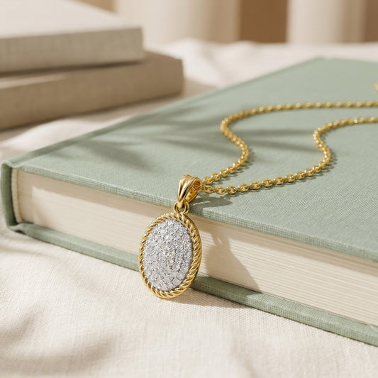 Gold Duchess Halo Lab Grown Diamond Pendant