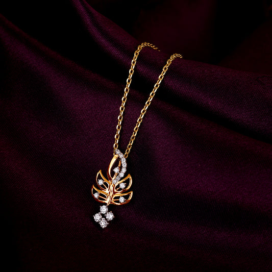Gold Leafy Grace Diamond Pendant