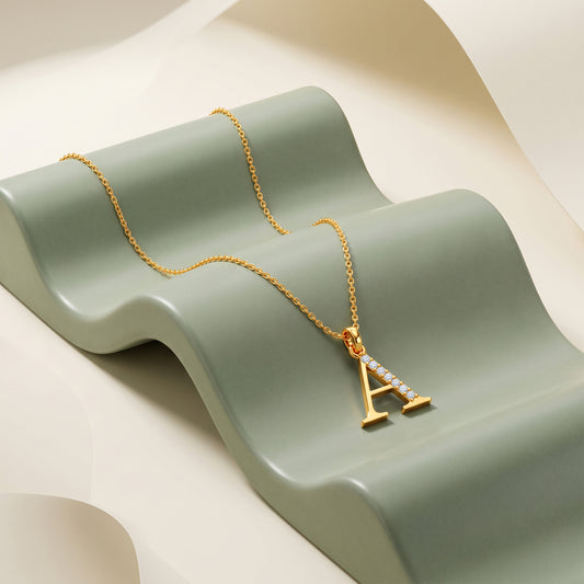 Gold Lab Grown Diamond A Initial Pendant (9K)