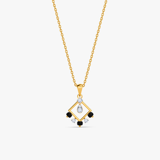 Gold Obsidian Prism Lab Grown Diamond Pendant
