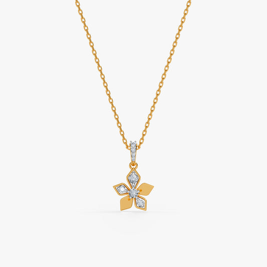 Gold Floral Poetry Lab Grown Diamond Pendant