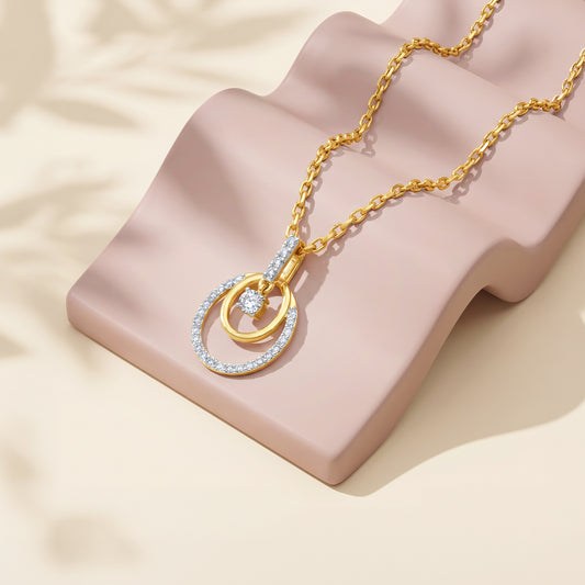 Gold Double The Circle Lab Grown Diamond Pendant