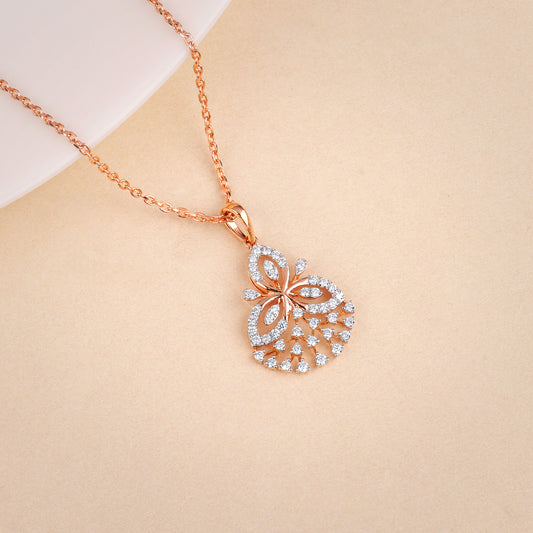 Rose Gold Triflora Lab Grown Diamond Pendant