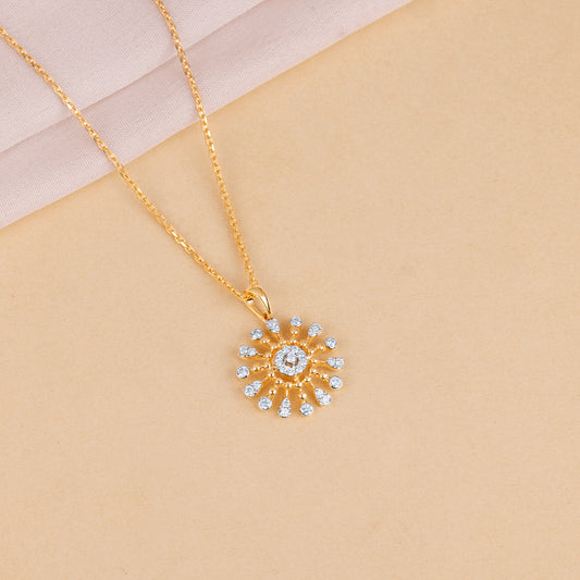 Gold Dazzling Dandelion Lab Grown Diamond Pendant