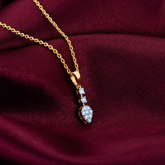 Gold Sparkling Raindrop Diamond Pendant