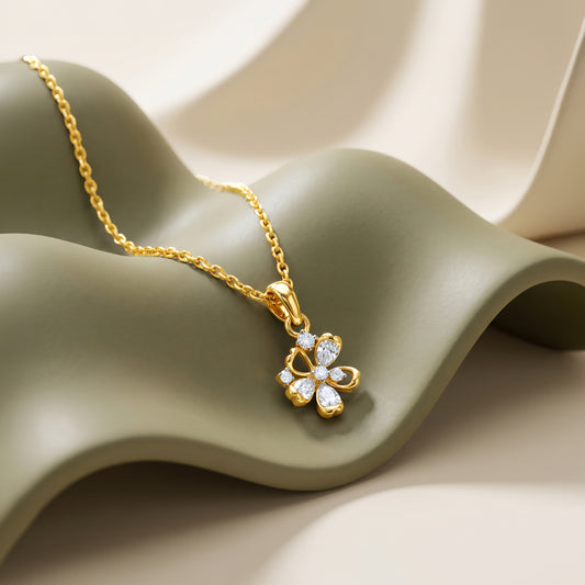 Gold Petaline Poise Lab Grown Diamond Pendant