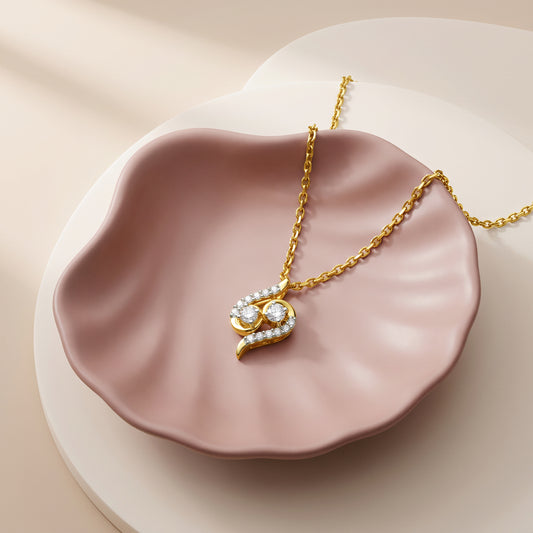 Gold Swan Curve Lab Grown Diamond Pendant