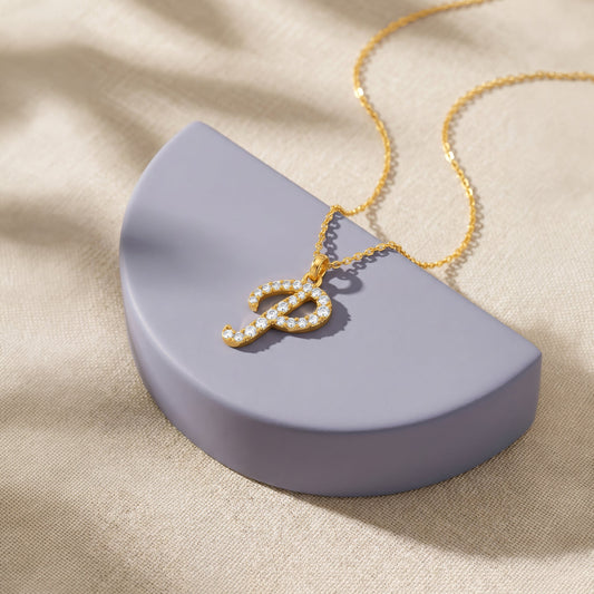 Personalised Gold Stylish Lab Grown Diamond Initial Pendant