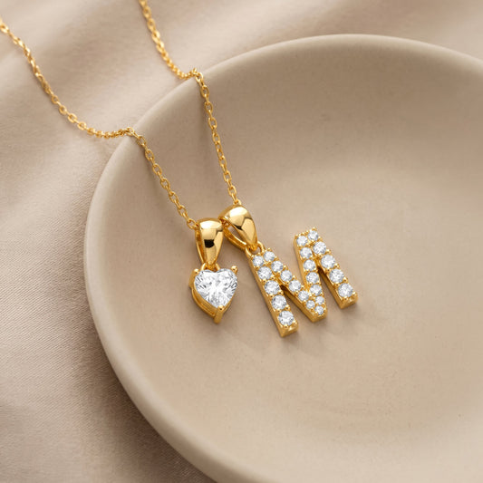 Personalised Gold Love You Lab Grown Diamond Initial Pendant (9K)