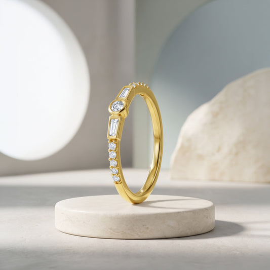 Gold Solstice Frame Lab Grown Diamond Ring (Size 12)