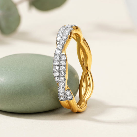 Gold Curved Lab Grown Diamond Ring (Size 12)