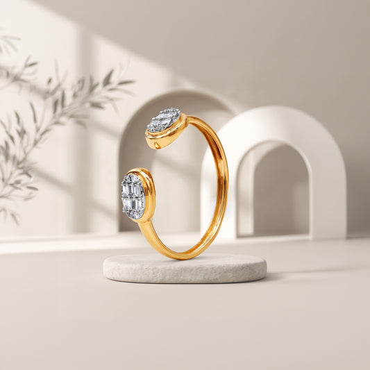 Gold Glossy Oval Lab Grown Diamond Ring (Size 12)