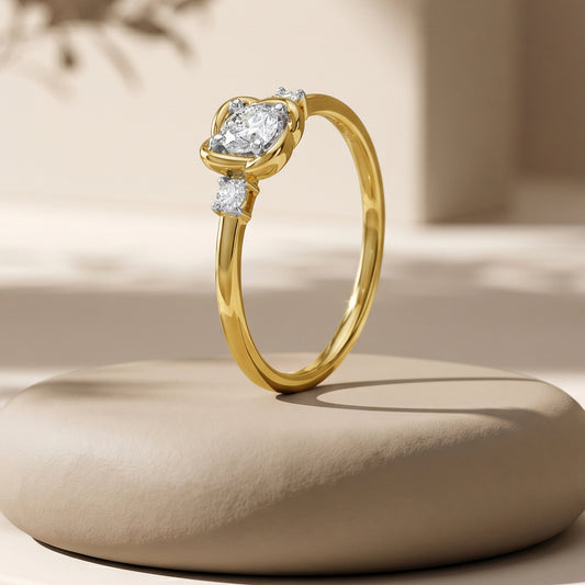 Gold Three Light Lab Grown Diamond Ring (Size 12)