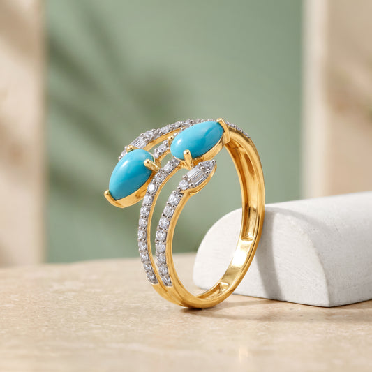 Gold Neelam Lab Grown Diamond Ring (Size 12)