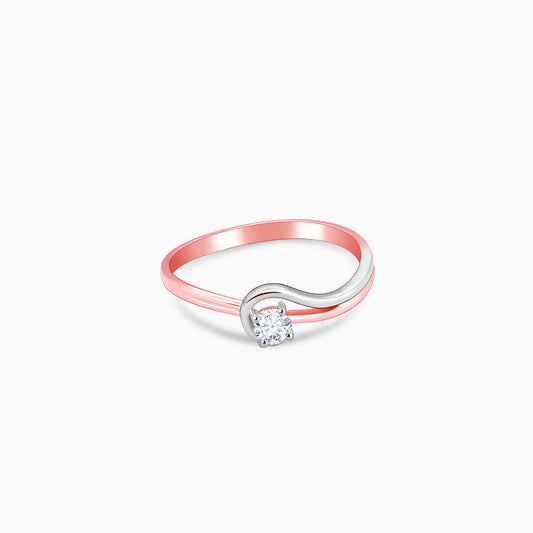 Dual Tone Gold Solitaire Diamond Ring