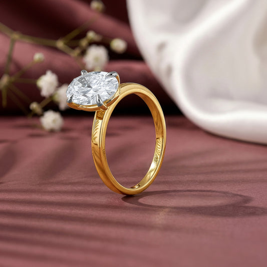 Gold Oval Cut Solitaire Lab Grown Diamond Ring