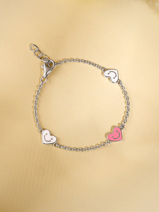 Silver Smiley Love Kids Bracelet