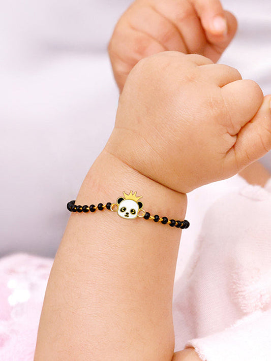Golden Crowing Panda Bracelet Rakhi
