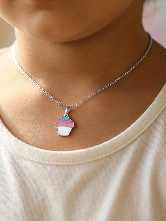 Silver Sugar Pop Kids Pendant With Link Chain