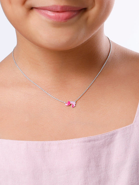 Silver Heart Wings Kids Necklace