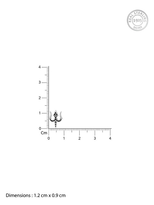 Oxidised Silver Trishul Drip Stud For Him