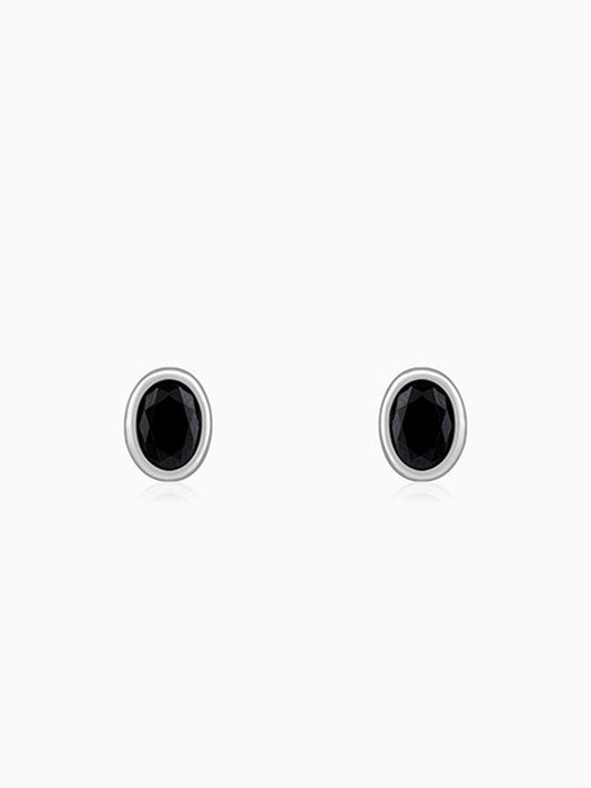 Silver Black Dot Stud For Him