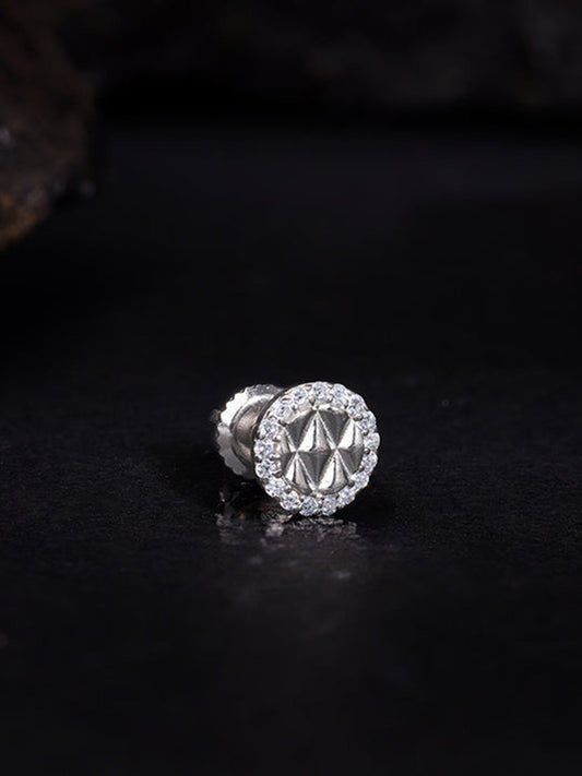 Silver Jacquard Stud For Him