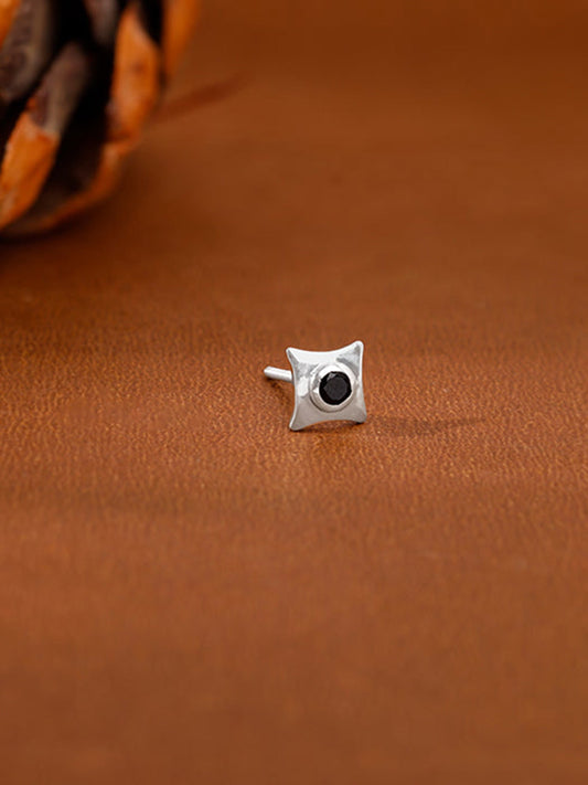 Silver Black Starburst Stud For Him