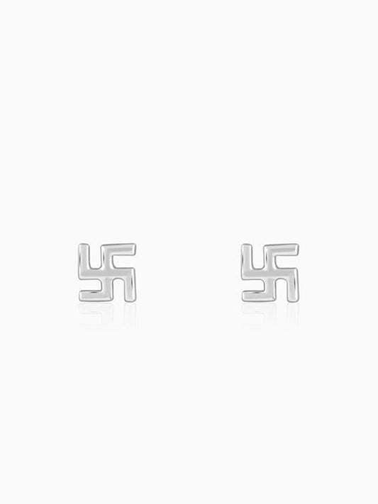 Silver Swastik Stud For Him