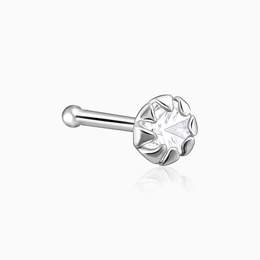 Silver Moon Love Solitaire Nose Pin