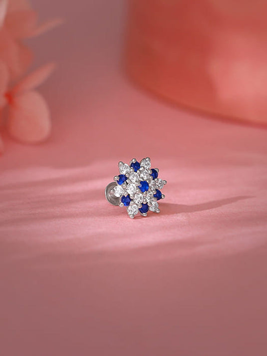 Silver Fancy Flower Nosepin