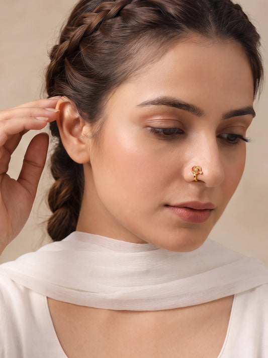 Golden Chakri Nose Pin (Clip On)