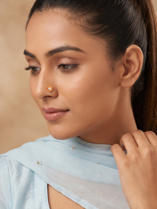 Golden Kesari Jalebi Nose Pin