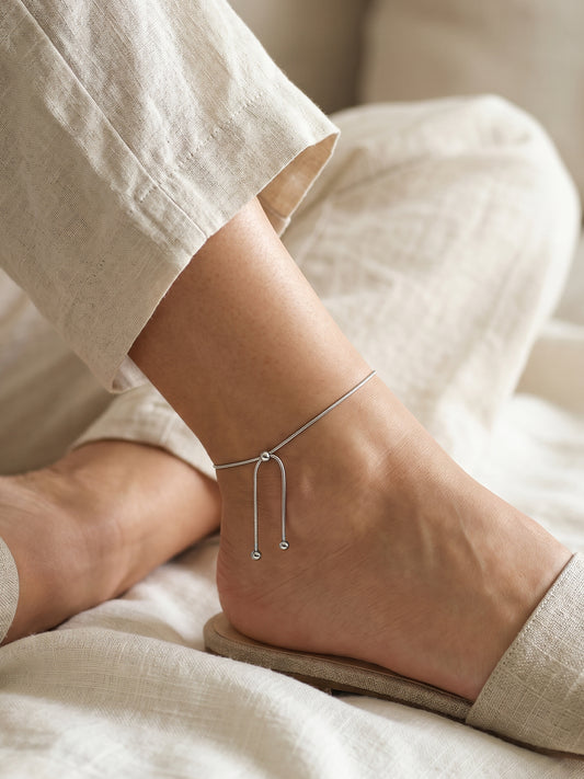 Bare Shine Rhodium Plated Anklet