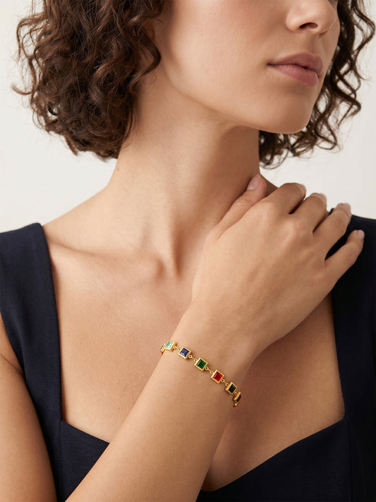 OnnMe by GIVA Candy Grid Gold Plated Charm Bracelet