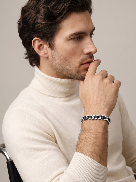 OnnMe by GIVA Chain Game Rhodium Plated Bracelet For Men
