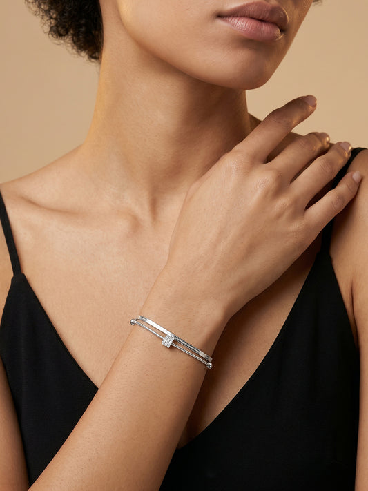 OnnMe by GIVA Mesh Mood Rhodium Plated Layered Bracelet