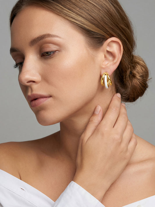Gold Chunky Triplet Earring for Her