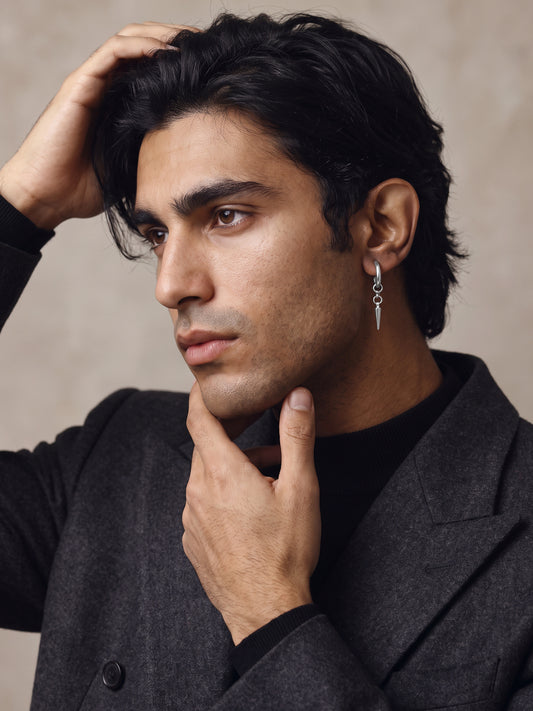 OnnMe by GIVA Anarchy Rhodium Plated Hoop For Men