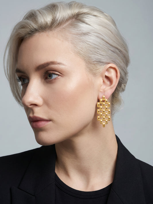 IXIA by GIVA Lattice Love Gold Plated Earrings
