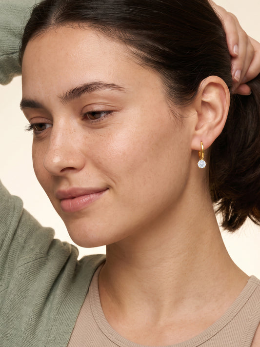 IXIA by GIVA Solotaire Gold Plated Hoops